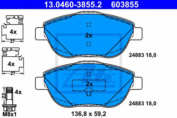 Тормозные колодки ATE 13.0460-3855.2