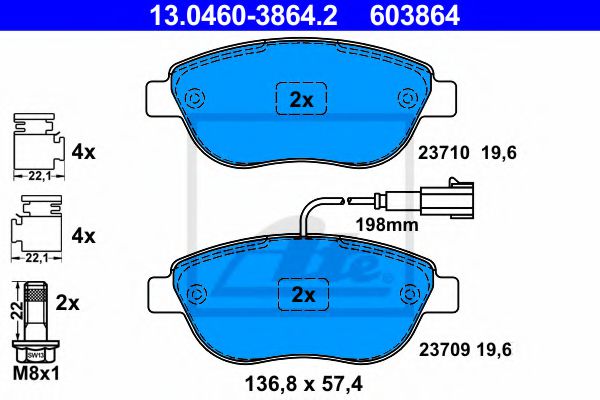 Тормозные колодки ATE 13.0460-3864.2