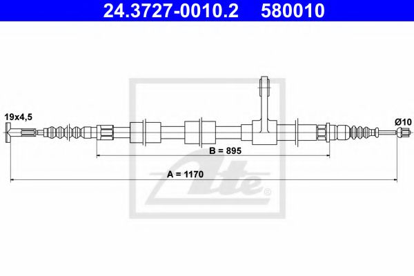 Трос ручного тормоза ATE 24.3727-0010.2