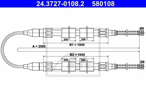 Трос ручного тормоза ATE 24.3727-0108.2