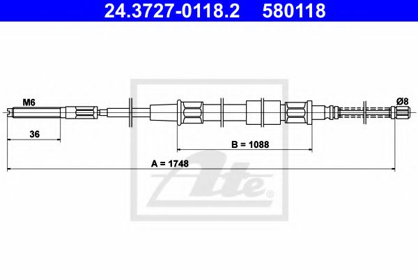 Трос ручного тормоза ATE 24.3727-0118.2