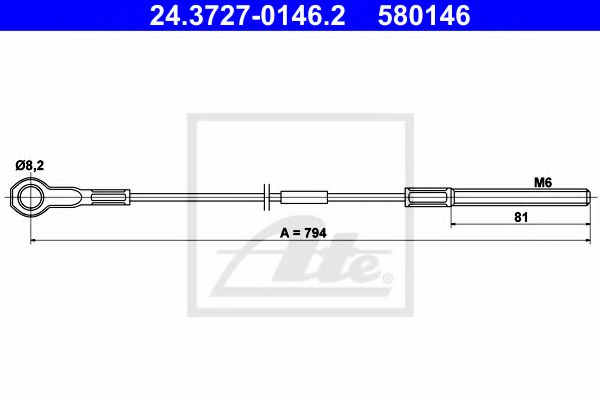 Трос ручного тормоза ATE 24.3727-0146.2