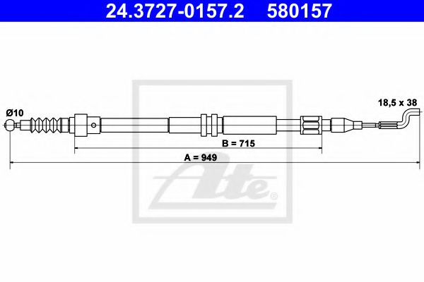 Трос ручного тормоза ATE 24.3727-0157.2