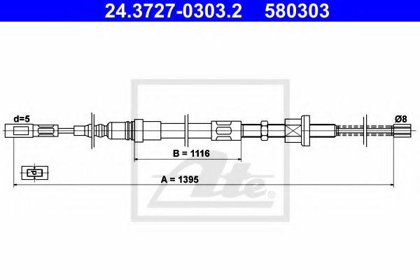 Трос ручного тормоза ATE 24.3727-0303.2