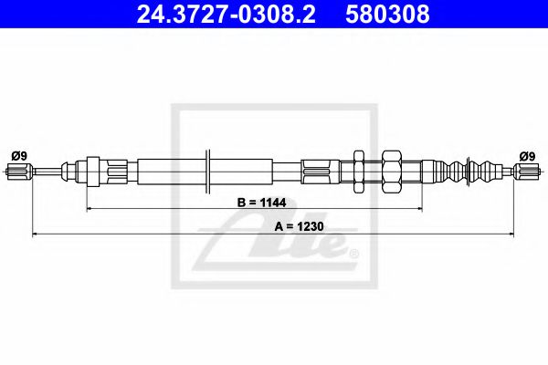 Трос ручного тормоза ATE 24.3727-0308.2