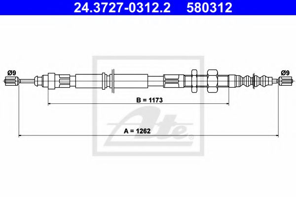 Трос ручного тормоза ATE 24.3727-0312.2