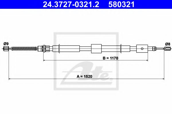 Трос ручного тормоза ATE 24.3727-0321.2