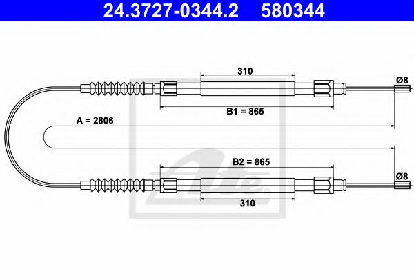 Трос ручного тормоза ATE 24.3727-0344.2