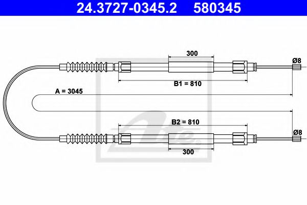 Трос ручного тормоза ATE 24.3727-0345.2