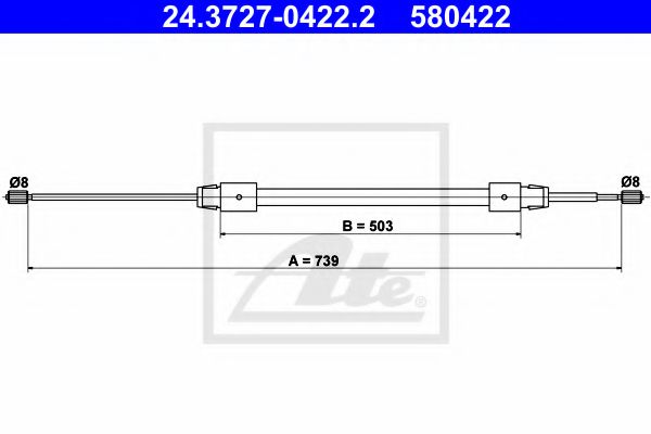 Трос ручного тормоза ATE 24.3727-0422.2