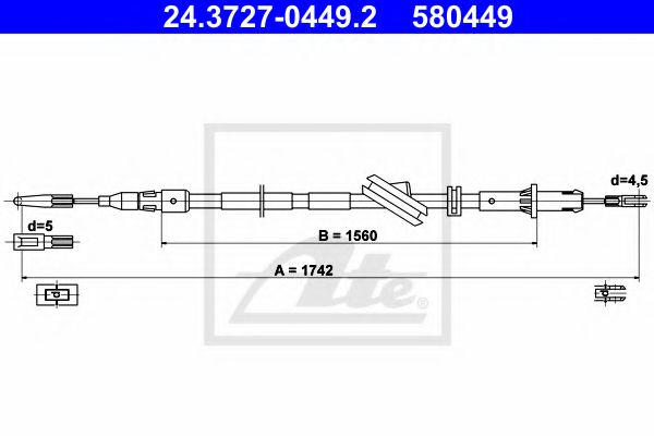 Трос ручного тормоза ATE 24.3727-0449.2