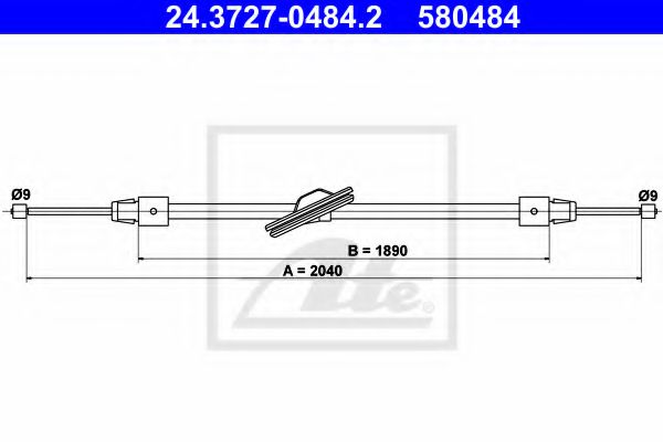 Трос ручного тормоза ATE 24.3727-0484.2