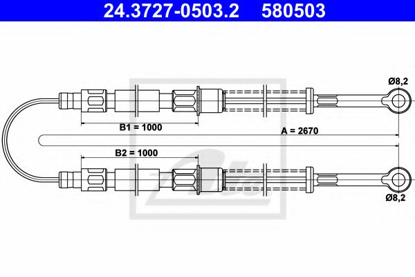 Трос ручного тормоза ATE 24.3727-0503.2