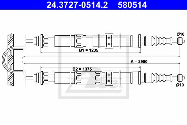 Трос ручного тормоза ATE 24.3727-0514.2