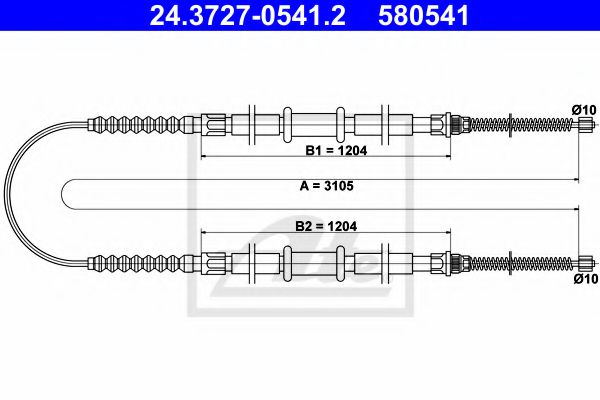 Трос ручного тормоза ATE 24.3727-0541.2