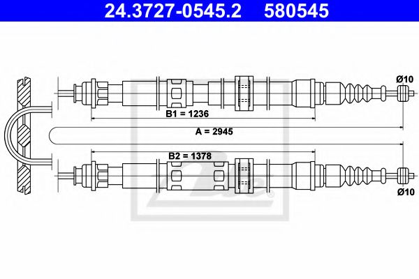 Трос ручного тормоза ATE 24.3727-0545.2