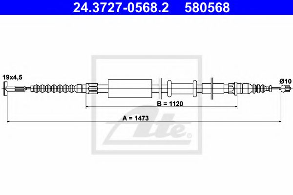 Трос ручного тормоза ATE 24.3727-0568.2