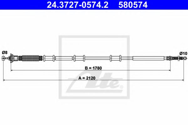 Трос ручного тормоза ATE 24.3727-0574.2