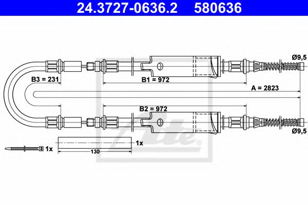 Трос ручного тормоза ATE 24.3727-0636.2