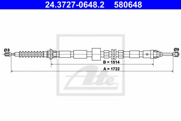 Трос ручного тормоза ATE 24.3727-0648.2