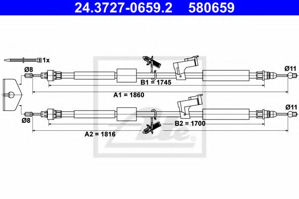 Трос ручного тормоза ATE 24.3727-0659.2