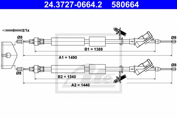 Трос ручного тормоза ATE 24.3727-0664.2