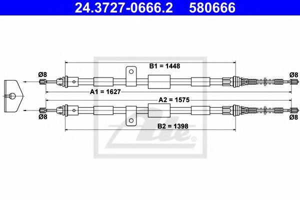 Трос ручного тормоза ATE 24.3727-0666.2