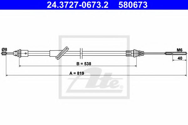 Трос ручного тормоза ATE 24.3727-0673.2
