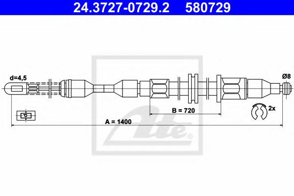 Трос ручного тормоза ATE 24.3727-0729.2
