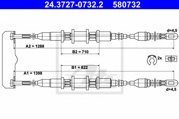 Трос ручного тормоза ATE 24.3727-0732.2