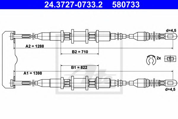 Трос ручного тормоза ATE 24.3727-0733.2