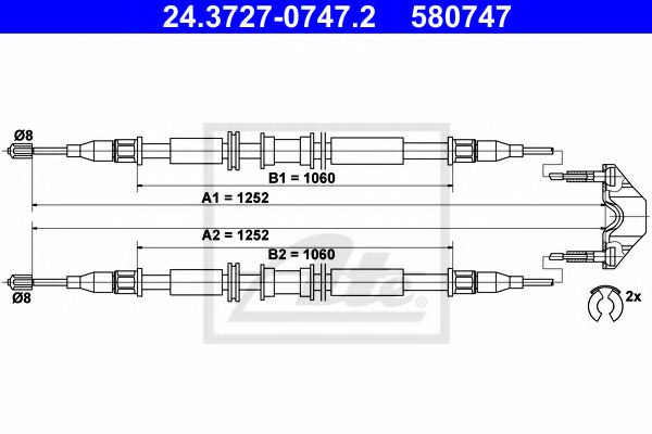 Трос ручного тормоза ATE 24.3727-0747.2
