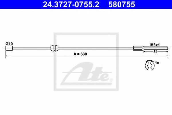 Трос ручного тормоза ATE 24.3727-0755.2