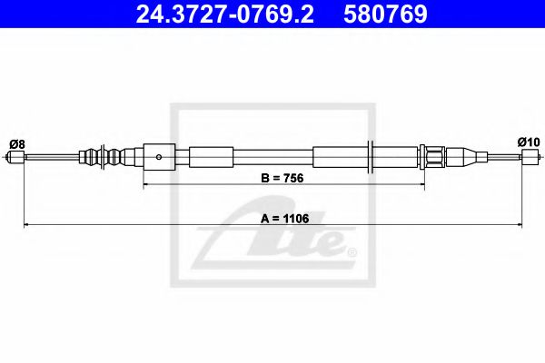 Трос ручного тормоза ATE 24.3727-0769.2