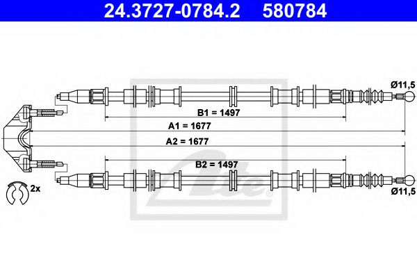 Трос ручного тормоза ATE 24.3727-0784.2