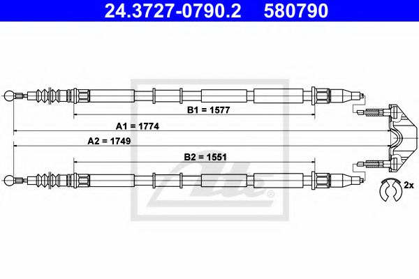Трос ручного тормоза ATE 24.3727-0790.2