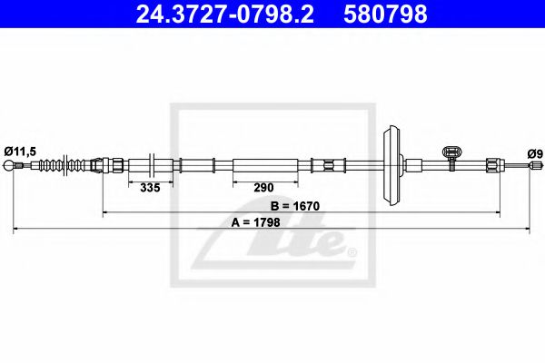 Трос ручного тормоза ATE 24.3727-0798.2