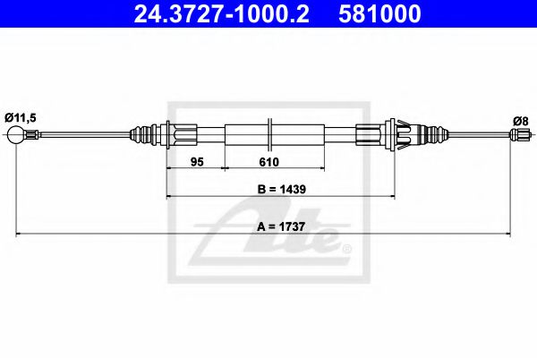 Трос ручного тормоза ATE 24.3727-1000.2