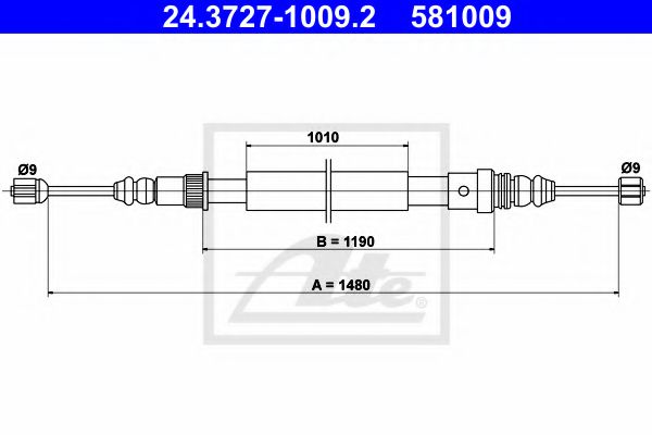 Трос ручного тормоза ATE 24.3727-1009.2