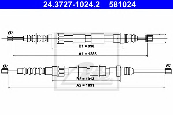 Трос ручного тормоза ATE 24.3727-1024.2