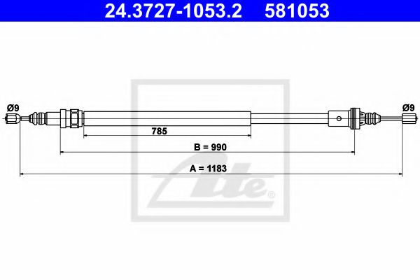 Трос ручного тормоза ATE 24.3727-1053.2