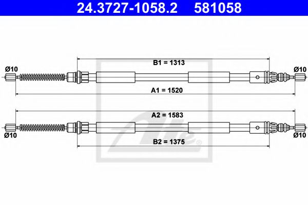 Трос ручного тормоза ATE 24.3727-1058.2