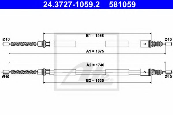 Трос ручного тормоза ATE 24.3727-1059.2