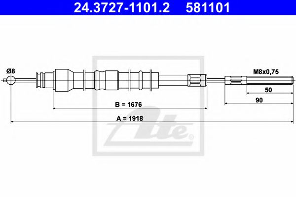 Трос ручного тормоза ATE 24.3727-1101.2