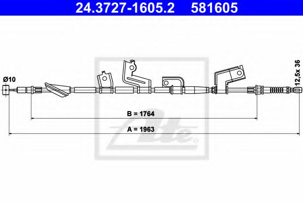 Трос ручного тормоза ATE 24.3727-1605.2