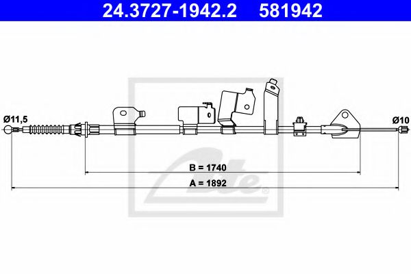 Трос ручного тормоза ATE 24.3727-1942.2