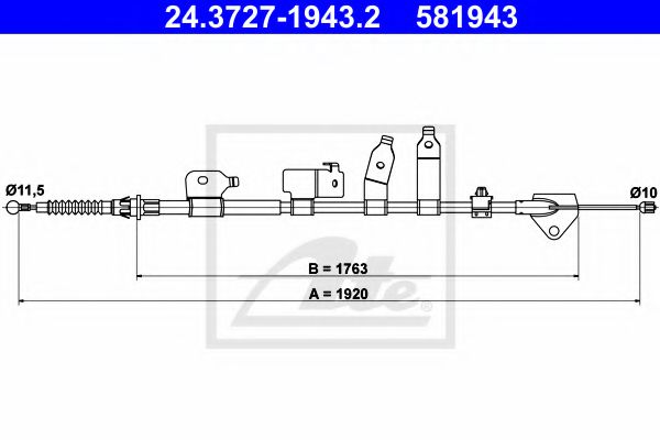 Трос ручного тормоза ATE 24.3727-1943.2