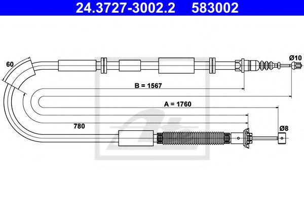 Трос ручного тормоза ATE 24.3727-3002.2