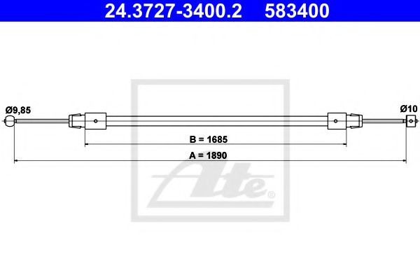 Трос ручного тормоза ATE 24.3727-3400.2