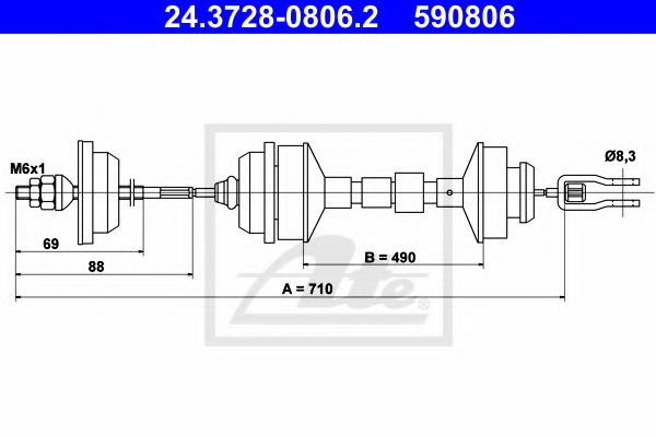 Трос сцепления ATE 24.3728-0806.2